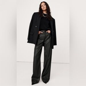 Banana Republic The Coated Denim Pintuck Jean - Black Wide Leg